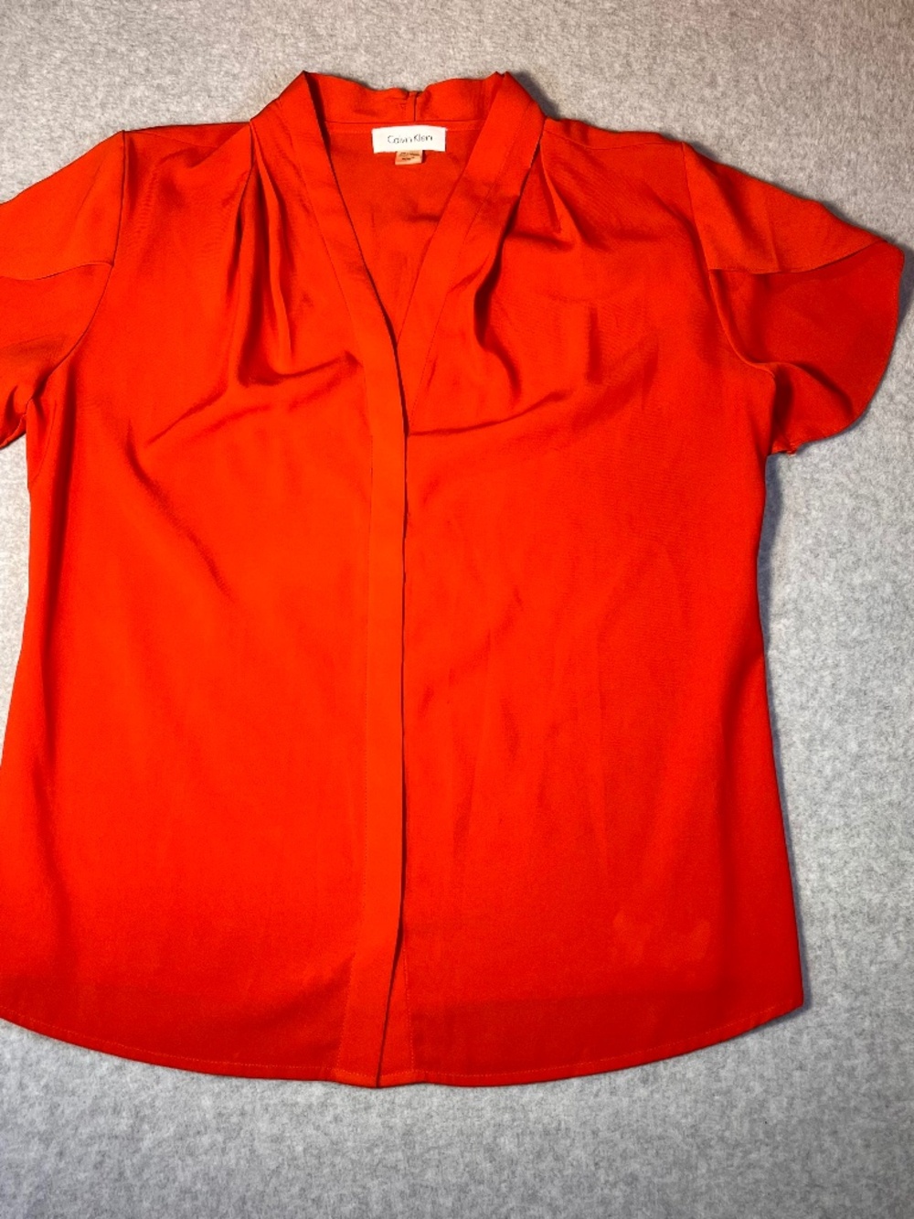 Calvin Klein women's blouse red size M short sleeve classic business